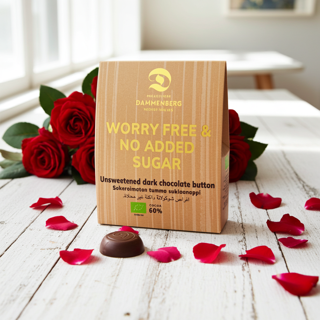 Dammenberg Luomu worryfree sokeroimaton 60% tumma suklaanappi, 90g